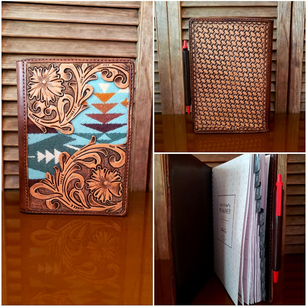 Leather and pendleton planner